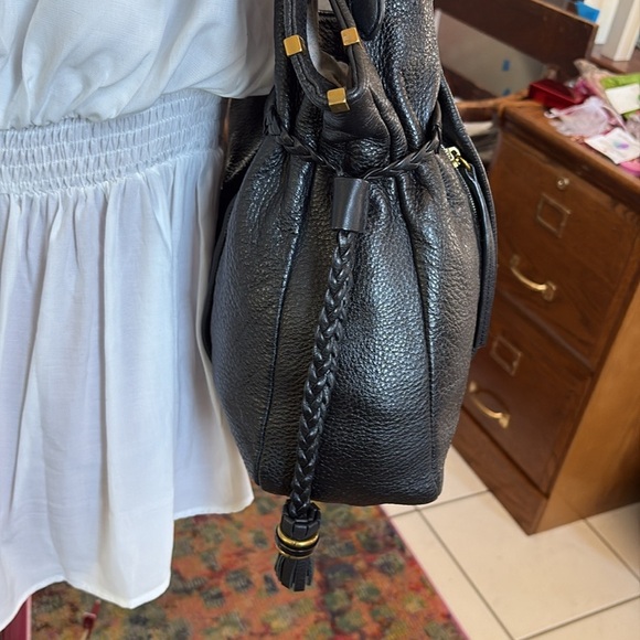 Elliott Lucca   Shoulder bag  pebbled leather Black   Brass HW  2 front pockets - Picture 6 of 17